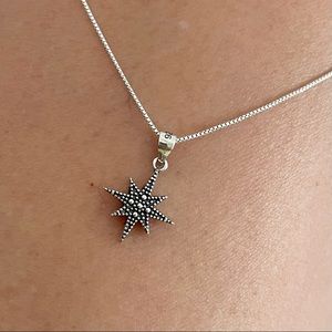 Sterling Silver CZ Twinkle Star Pendant & Necklace, Celestial Necklace